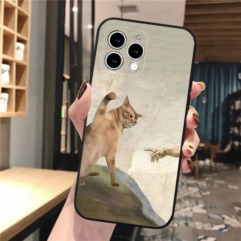 Phone Case Carcasa Funda For iPhone 17 Pro Max 17 Air 16 15 14 13 Pro Max 15 16 Pro 15Plus Art Black Cat Wave Van Gogh