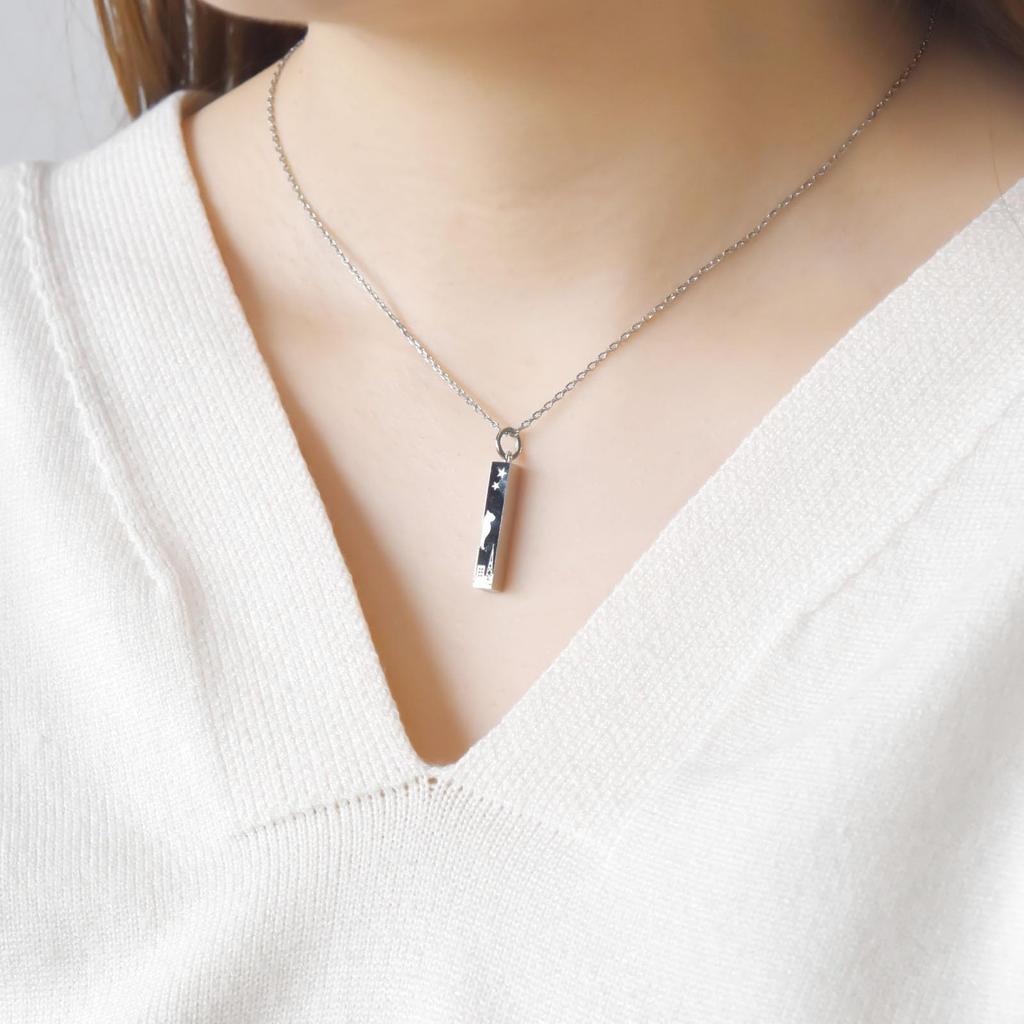 Halskette Chirurgischer Edelstahl Katze Mond Stern Schwanz 4SUP105SV [White Clover] Damen