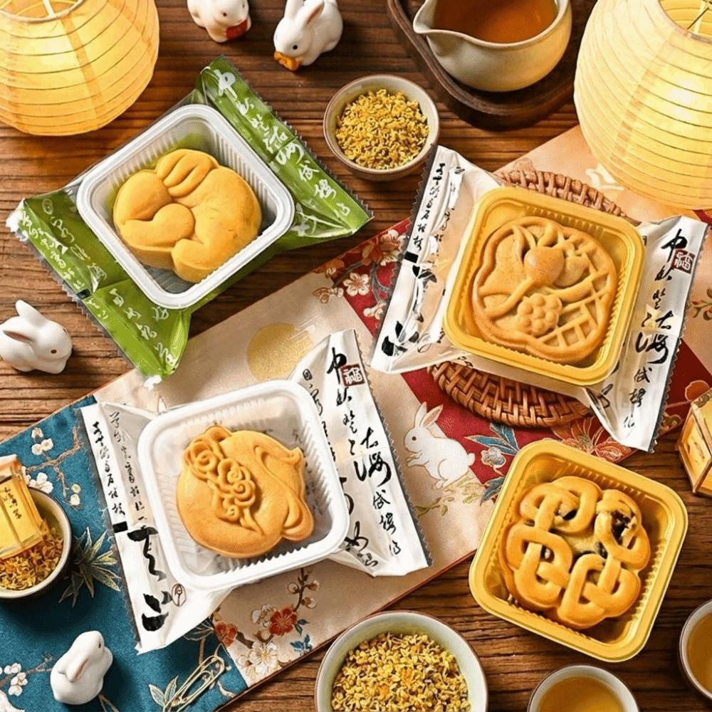 100 Pcs Chinese Style Mooncake Wrapping Bag Multi-Functional Transparent Handmade Cookie Packaging Bag For Mid-Autumn Festival