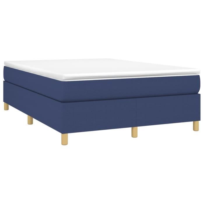 3144520 vidaXL Lit à sommier tapissier avec matelas Bleu 140x190 cm Tissu