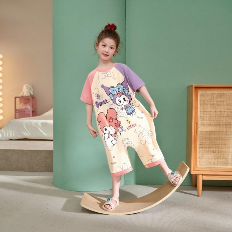Kids One-Piece Pajamas Modal Sleepwear Girls Toddler Soft Breathable