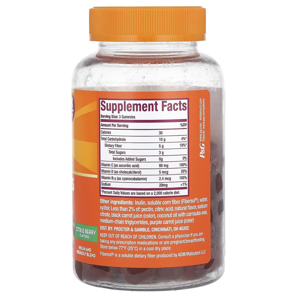 Fiber + Vitamins, Vitamin C, D, B12, Citrus Berry, 72 Gummies