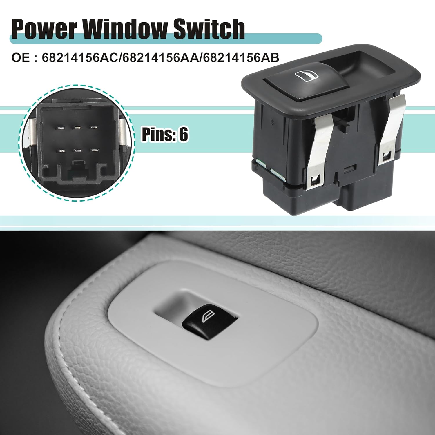 

ACROPIX Right Passenger Side Power Window Switch Fit for Ram 1500 2500 3500 2019-2023 68214156AC - Pack of 1 Black