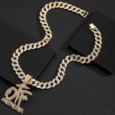 Alloy Full Diamond Set Rhinestone Pendant Exaggerated Hip Hop Alloy Oil Drip Cuban Chain Necklace Pendant