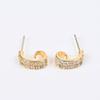Gold-Plated Diamond Geometric C-Shaped Earrings - Women's High-End Niche Design, Fashionable and Elegant.