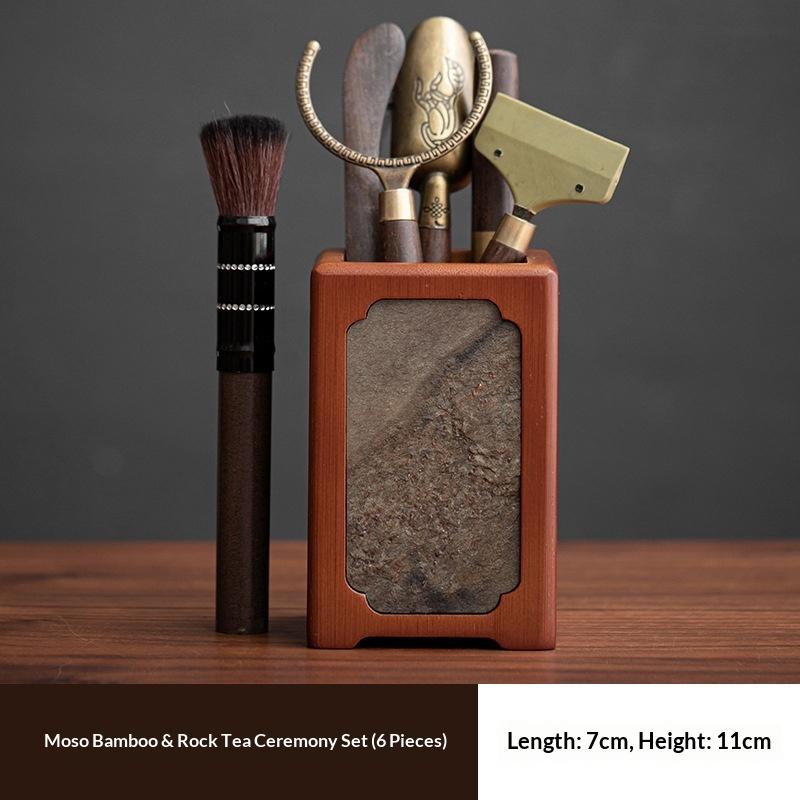 High-end Accessible Luxury Tea Ceremony Six Gentlemen Suit Walnut Rock House Tea Making Tools Supplies Tea Table Accessories