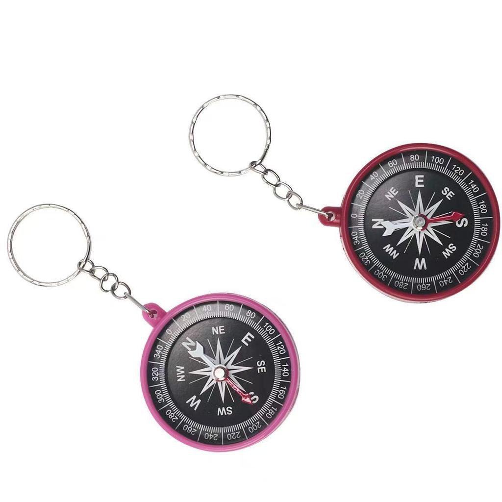 Colorful Plastic Compass Keychain for Kids' Science Experiments and Outdoor Learning
