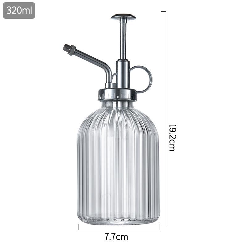 Creative Hand-Press Glass Watering Spray Bottle with Vertical Stripe Design