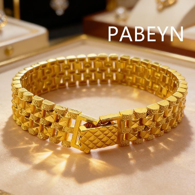 925 Silver Plated Gold Fashion Heavy Industry 16MM 22CM Strap Bracelet Birthday Party Anniversary Gift золотой