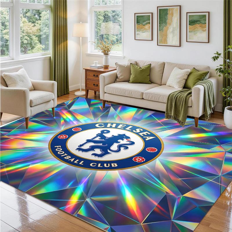 Chelsea FC Design Crystal Velvet Rug Soft Decorative Mat for Bedroom Entrance
