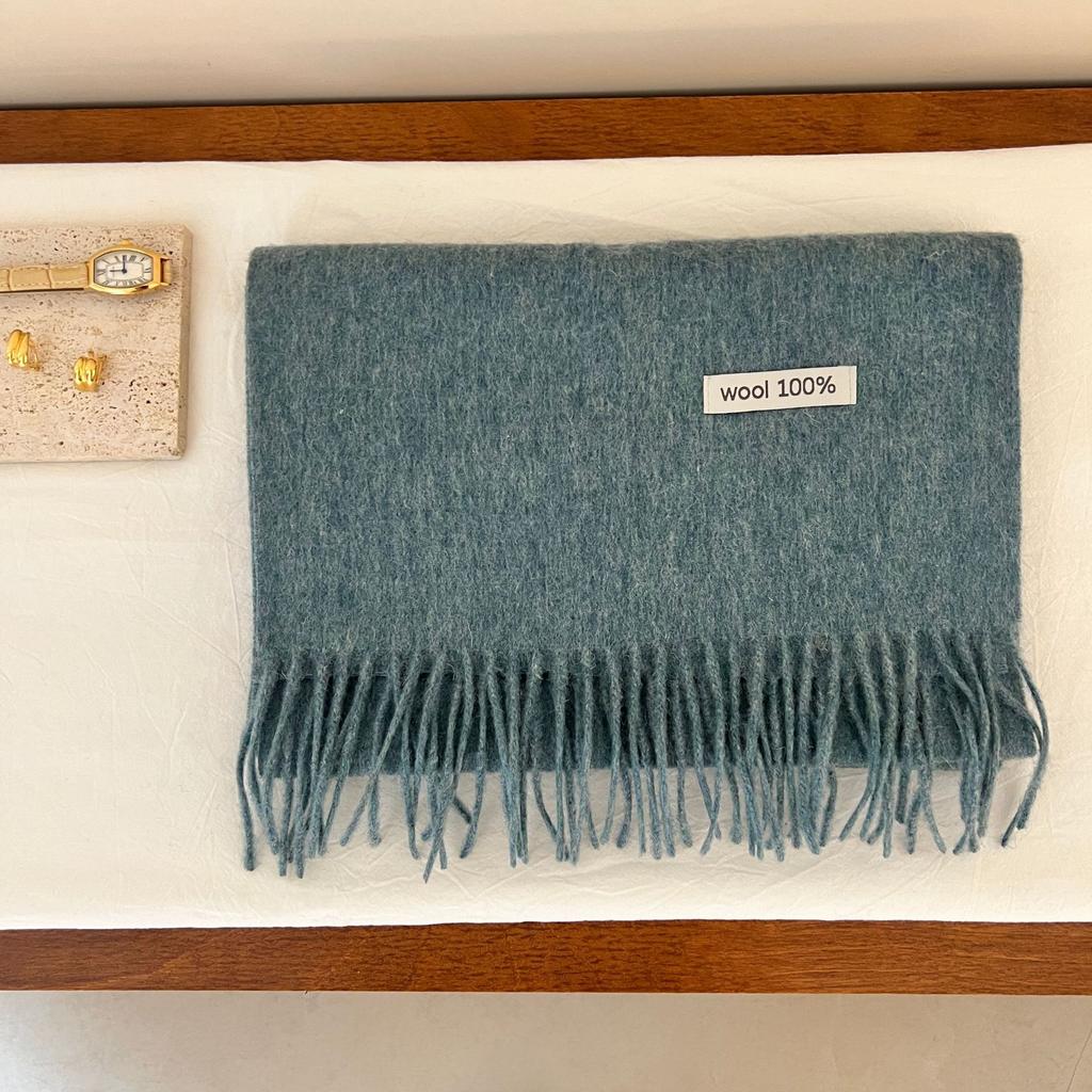 South Korea Dongdaemun Purchasing 111Wool Solid Color Fringed Scarf Women's Autumn and Winter Warm Scarf Ins