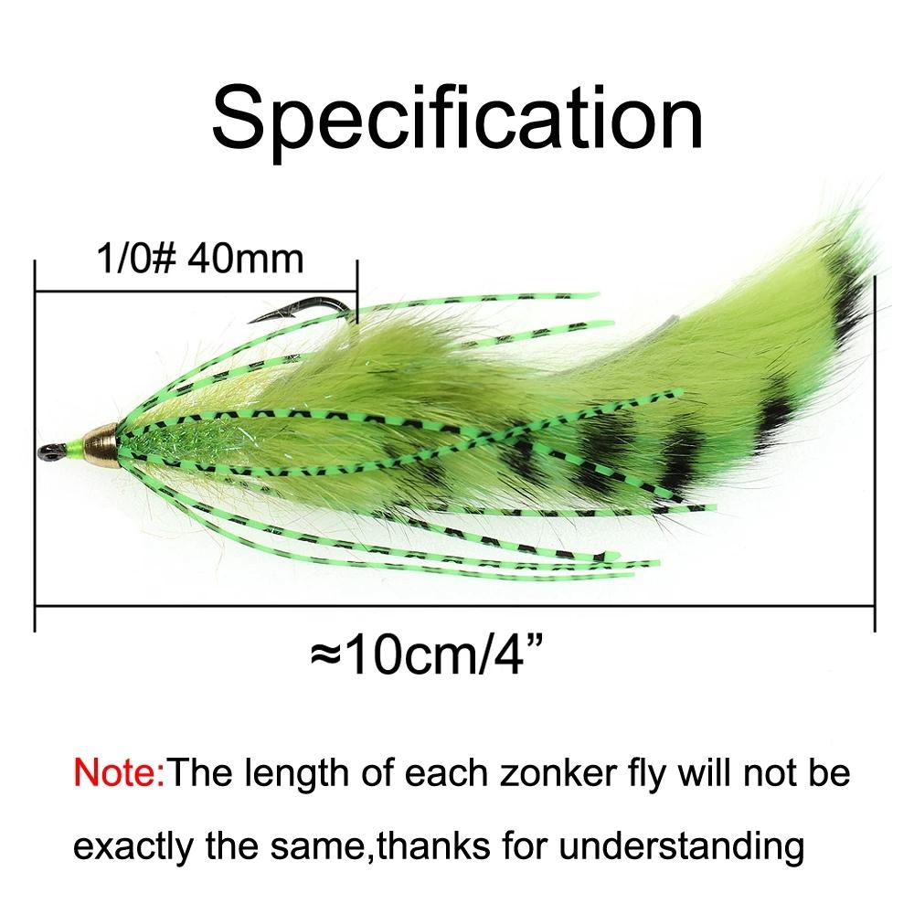 Bimoo Brass Conehead Zonker Fly Portocaliu Alb Galben Streamer Momeală zburătoare pentru Pescuitul Păstrăv Bass Știucă