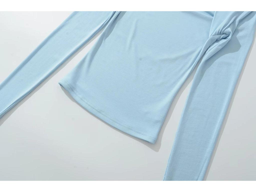 Pure Desire Two-Piece Illusion Square Neck Long Sleeve Slimming Top for Women - Autumn Chic Base Layer