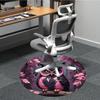 1pc Pink Owl Forest Chair Carpet for Office, Round Polyester Mat, Indoor Decor for Office, Easycare Fabric, Washable Non-slip Area Carpet