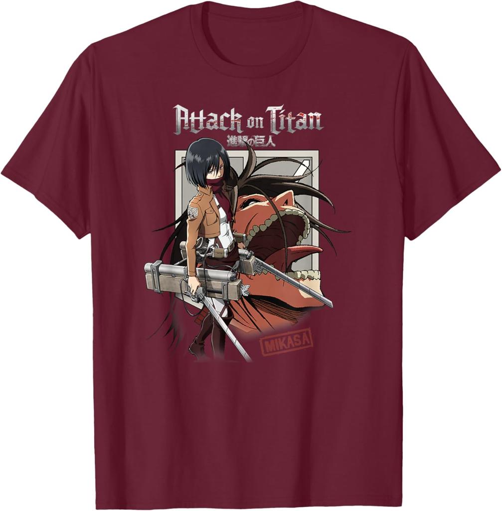 Attack On Titan Mikasa With Titan And Shield Anime Fashion Casual Funny Tshirt S6xl Summer