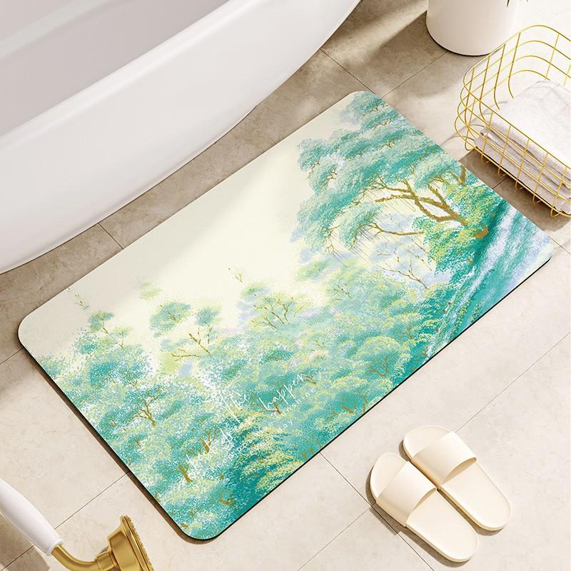 

Oil Painting Style Bathroom Absorbent Floor Mat Bathroom Door Anti-slip Soft Cushion Toilet Door Quick-drying Soft Diatom Mud Foot Mat 40 * 60cm