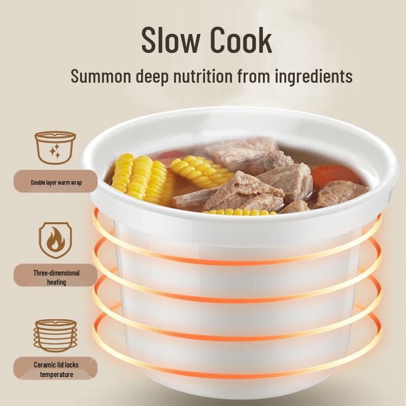 Little Bear 3L Electric Stew Pot with Reservation CN Plug (adapter Included)