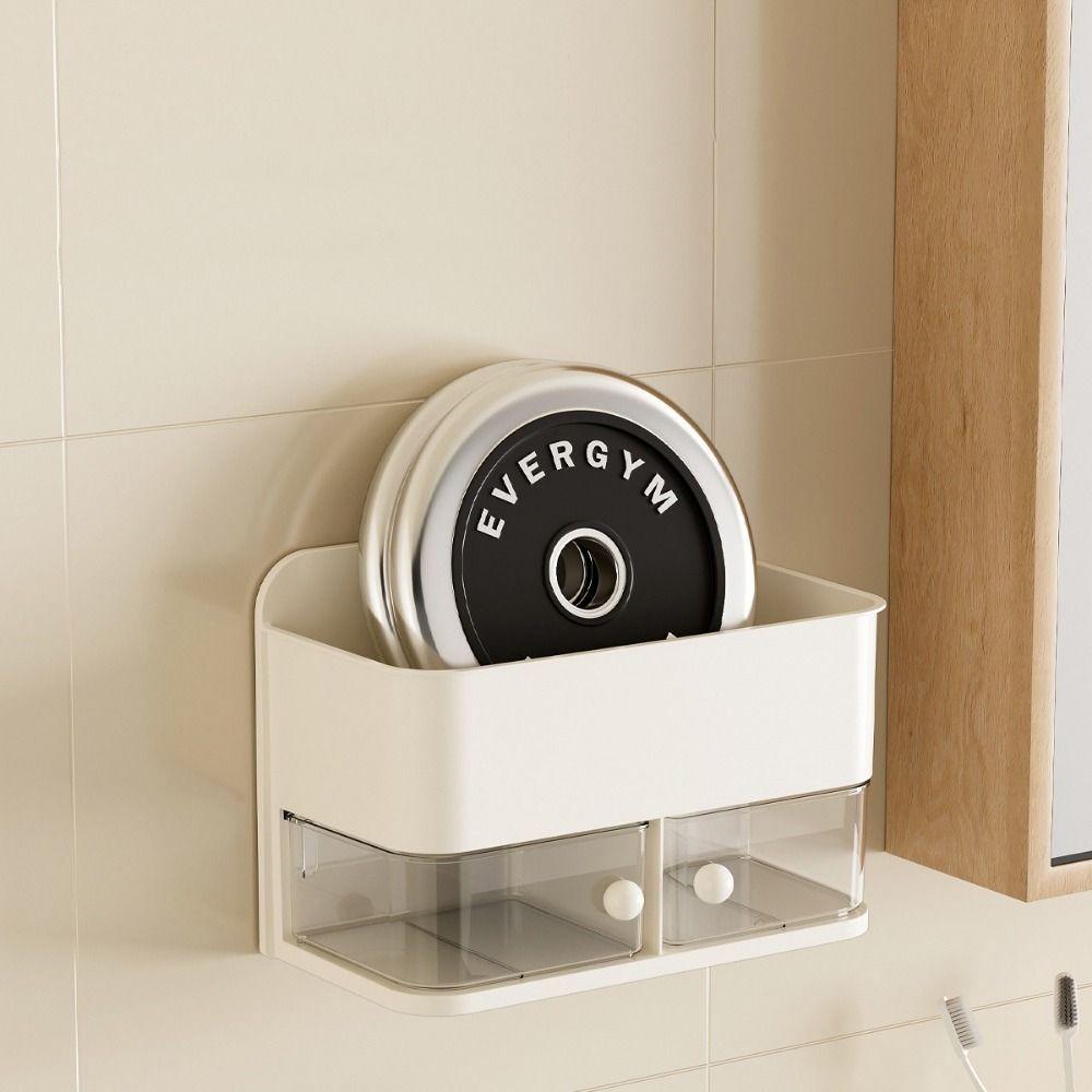 Space Saving Rotatable Wall Mounted Storage Box Large Capacity Condiment Storage Box Bathroom