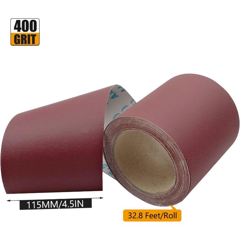 4.5 Inch Wide 32.8 Feet Emery Cloth Roll, Long Ready-to-Cut Ready-to-Wrap Abrasive Sand Paper Rolls for Metal Wood Glass Carpentry Sanding Paper