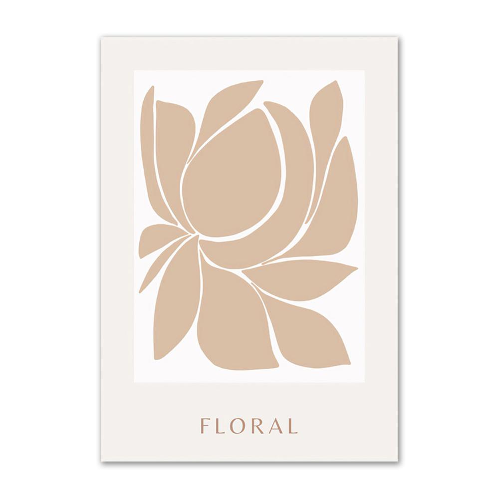 Beige Wall Poster and Prints Natural Scenery Canvas Painting Reed Palm Floral Soft Feather Line Wall Art Picture for Living Room