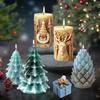 Christmas Tree Cylinder Candle Silicone Mold Pinecone Snowflake Soap Resin Mold Elk Owman Plaster Making Tool Handmade Christmas Gift