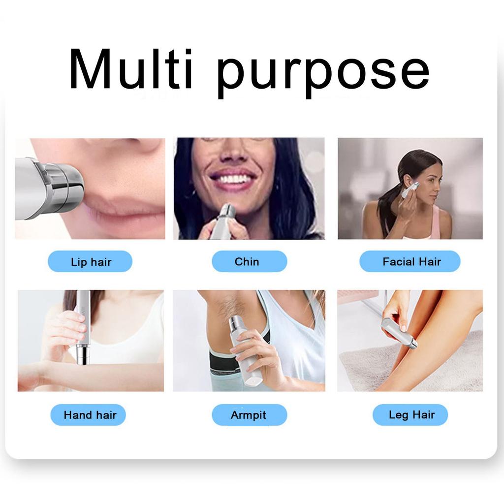 Facial Hair Remover Painless Portable Mini Electric Gentle Waterproof Face Eyebrow Hair Trimmer White for Underarm