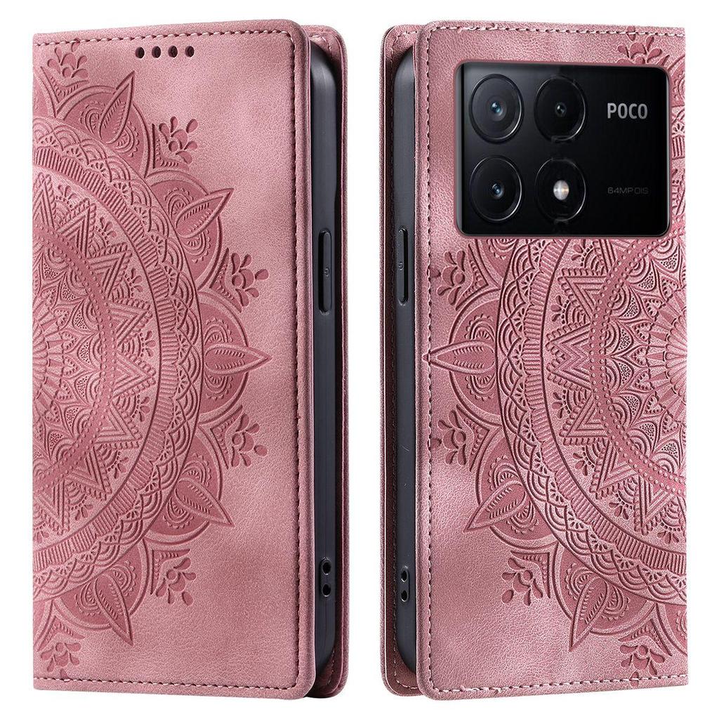 for Xiaomi POCO X6 Pro 5G Mandala Embossed PU Leather Flip Wallet Case Magnetic Closure Cover