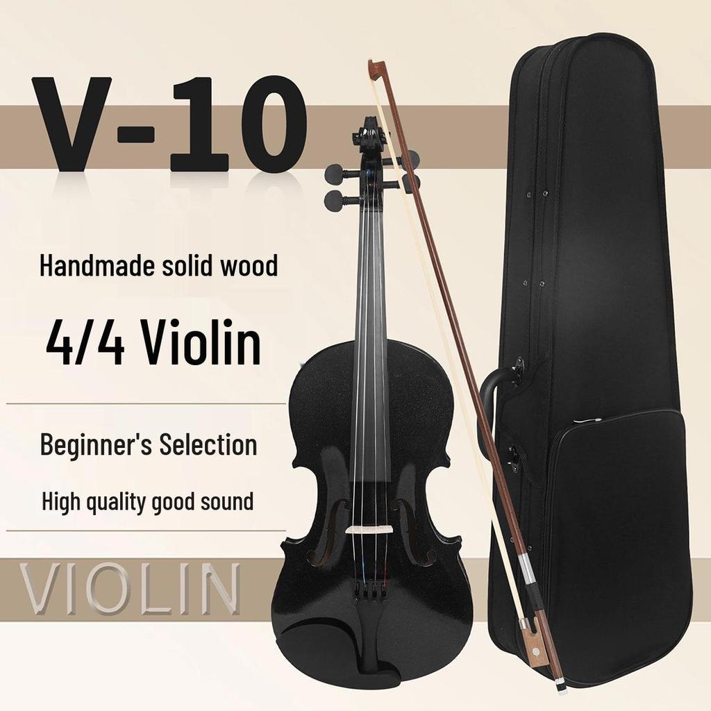 Solid Wood 4/4 Violin for All Ages - Ideal for Beginners and Students