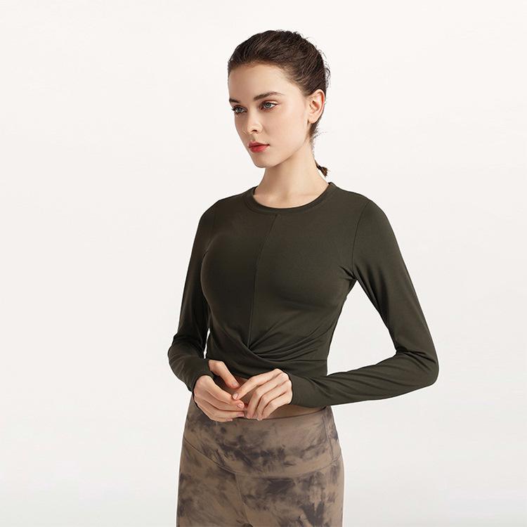 Autumn/Winter European & American Bare-feel Running & Yoga Long-sleeve Thumb Hole T-shirt M