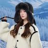 Thickened Wind and Cold Lightning Front Hat Winter Women's Outdoor Fleece Ear Protection Hat Plush Ski Hat