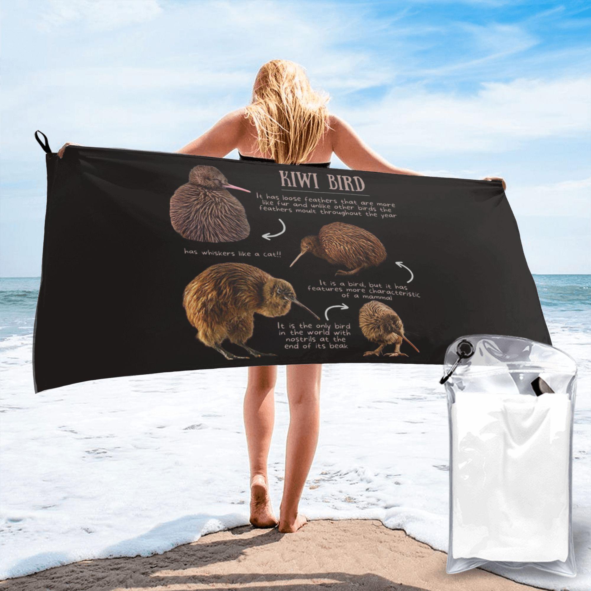Jmg Household Supplies Kiwi Bird Fun Facts Beach Towel Soft Microfiber Quick Dry Absorbent Quick Towels For Pool