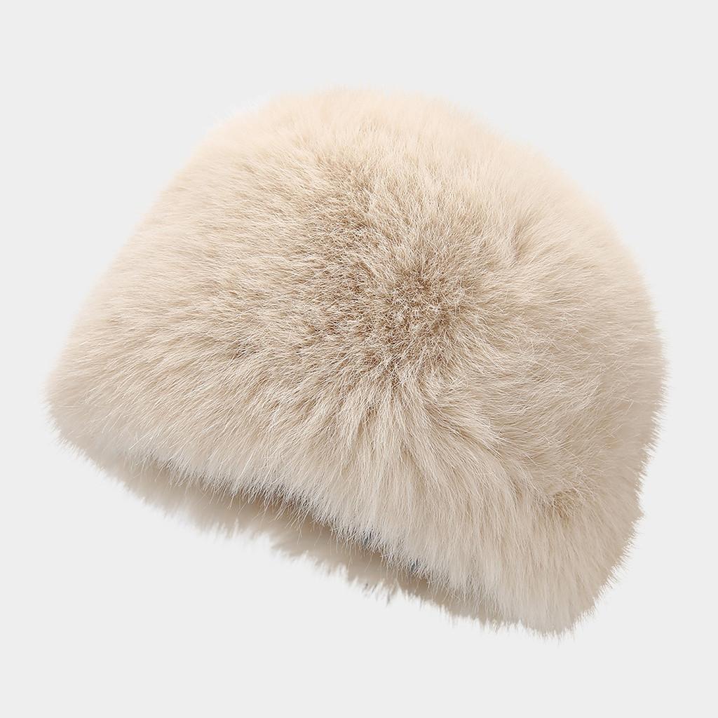 

Mongolian Winter Beanie Hat For Women With Faux Rabbit Fur For Outdoor Warmth хакі