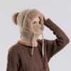 Solid Color Scarf All-In-One Hat Plush Balaclavas Hat Simple Winter Fur Cap Mask Set  Riding
