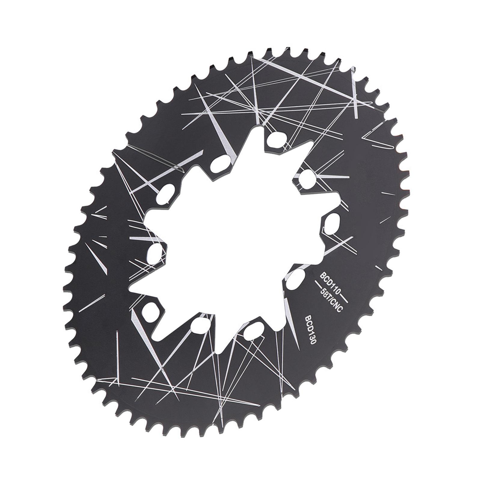 

110/130BCD Oval Chainring High Strength Aluminium Alloy 52T/54T/56T/58T/60T Narrow Wide Chainring for Road Folding Bike 58T