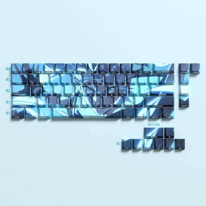 Anime Keycaps Cartoon 74 Keys PBT Keycap Mechanical Keyboards Caps for 61 67 68 Keyboards Gaming Accessories