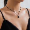 Ingemark Elegant Trendy Black Red Water Drop Pendant Chokers Necklace for Women Exquisite Metal Thin Chain New Year Jewelry Gift