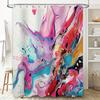Abstract Colorful Shower Curtain with Fluid Art Design for Bathroom Decor Pink Blue White Red Yellow Black Orange Modern Polyest