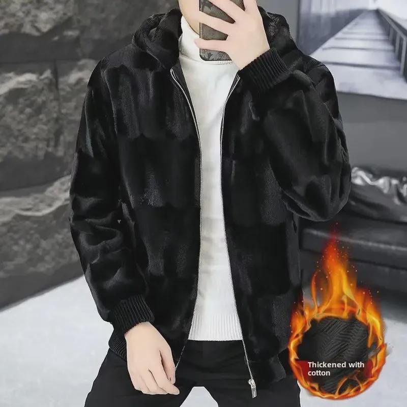 Men's 2024 Golden Mink Velvet Imitation Fur Jacket – Winter Haining Style