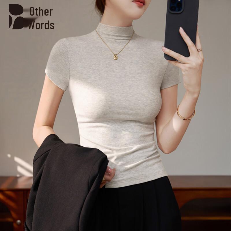Women s Mock Neck Slim Fit Cotton T-Shirt S
