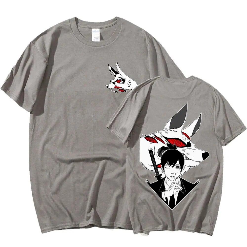 Anime Chainsaw Unisex T-shirt Unisexga Hayakawa Aki Fox Devil Kon Tryck T-shirts Unisex Kvinnor Casual Bomull Kortärmad T-shirt Oversized