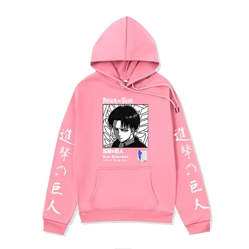 Mens Attack On Titan Anime Hoodie Winter Fleece Lined Oversized Streetwear Sweatshirt Youth Casual Wear