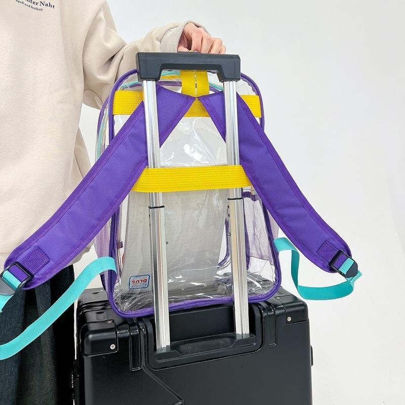 New fashion transparent bag casual shoulder versatile trendy schoolbag high school junior high school large capacity PVC backpack