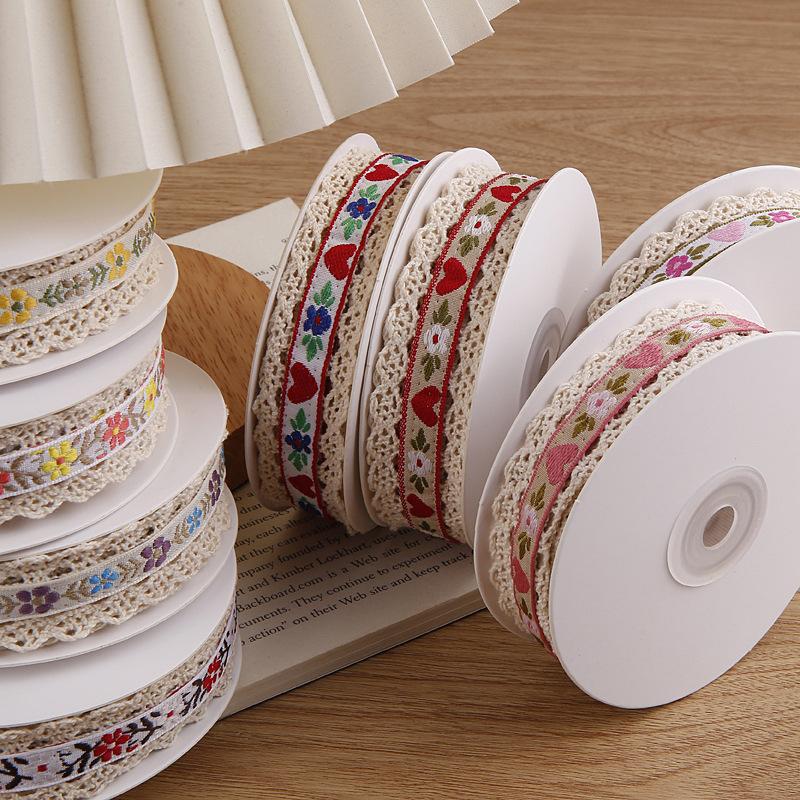 10 Yards 25mm Blumenherz Besticktes Spitzenband mit Wellenkante für Kleidung Nähen DIY Haarschleifen Hut Dekoration Bastelzubehör