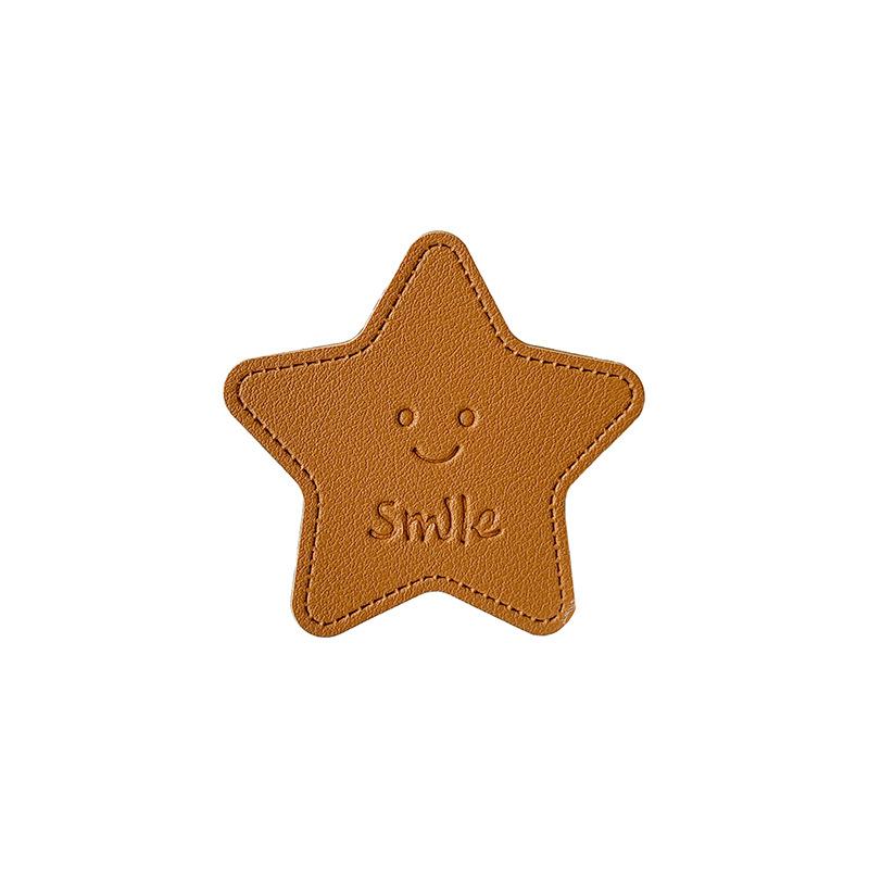 Solid Color Leather Pentagram Mobile Phone Airbag Bracket Pasted Portable Desktop Folding Ring Bracket Simple Internet Celebrity