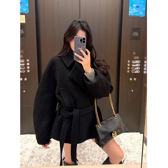Hepburn Textured Woolen Stand Collar Coat - Petite Size, 2025 Autumn/Winter Collection