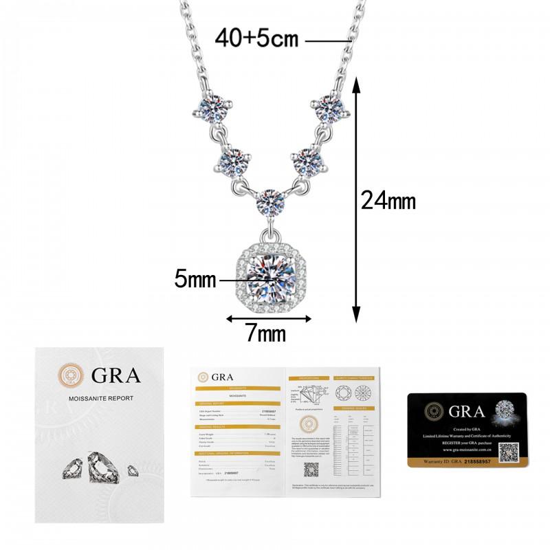 Moissanite Square Sugar Necklace Clavicle Chain Women