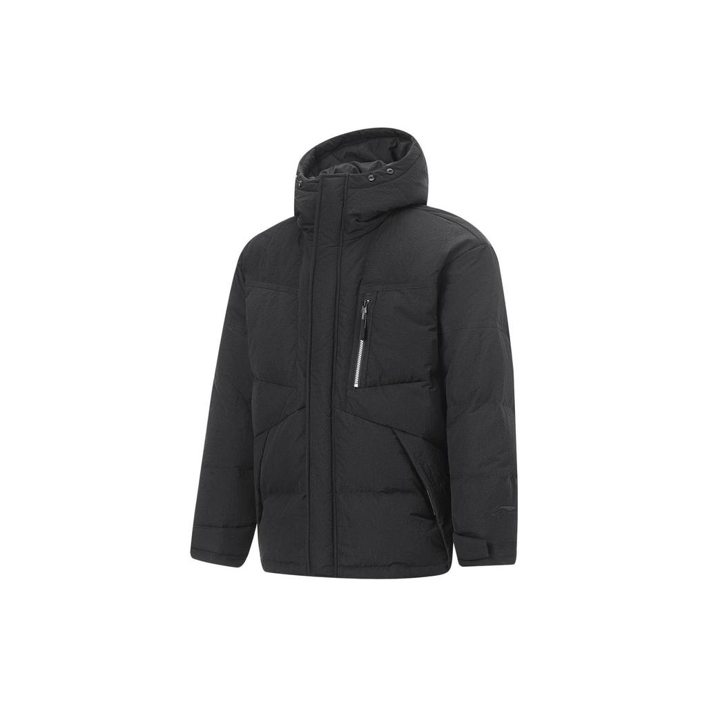 Li Ning Série Lifestyle Sportif Stock Hors Saison Doudoune Courte Ample Couleur Pure Homme Vêtements d'Extérieur Noir AYMT065-1