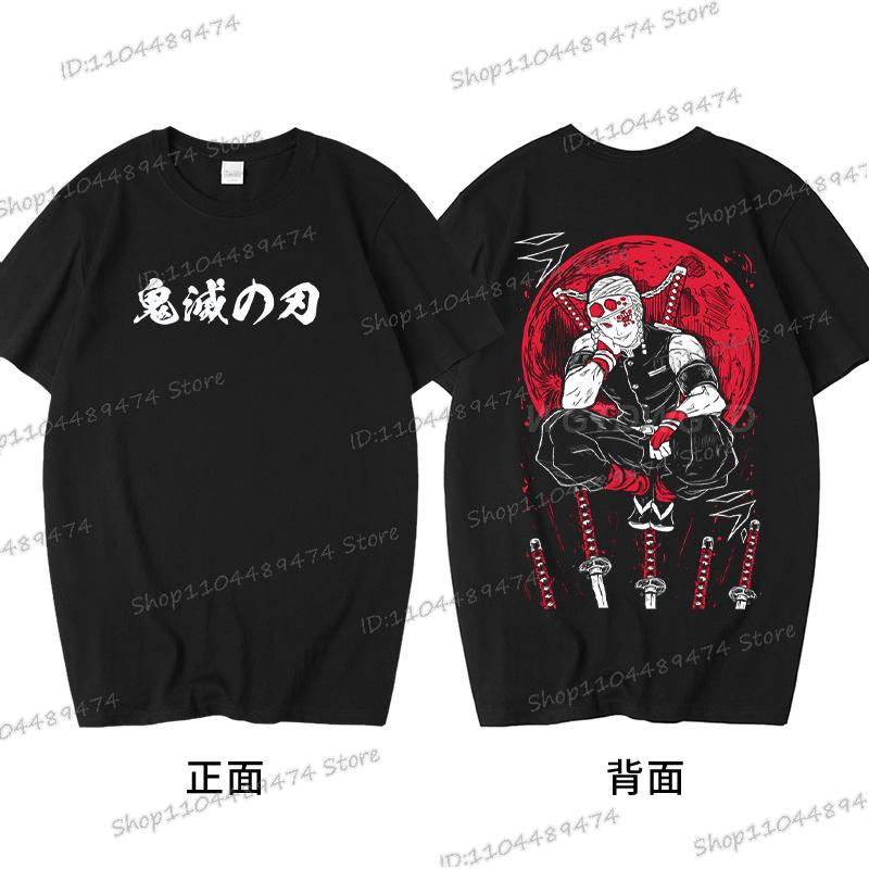Men's Kimetsu No Yaiba Anime Clothing Uzui Tengen 2025 New Graphics T Shirt Loose Daily Round Neck Cotton Unisex Tops Tees