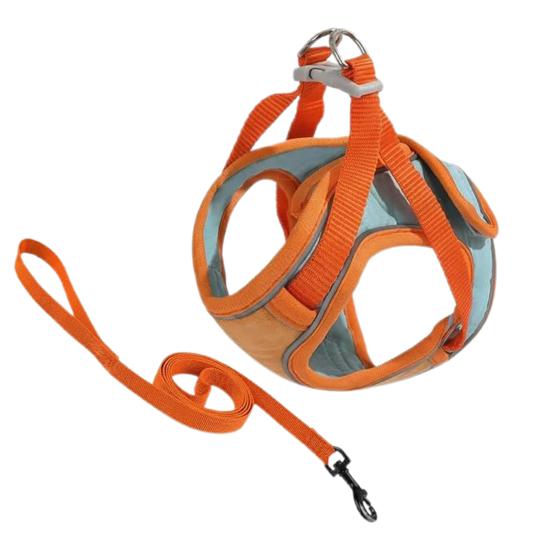 Cat Harness And Leash Escape-Proof Cat Harness with Reflective Strips Adjustable Step-in Harness for Small Medium Cats M оранжевый