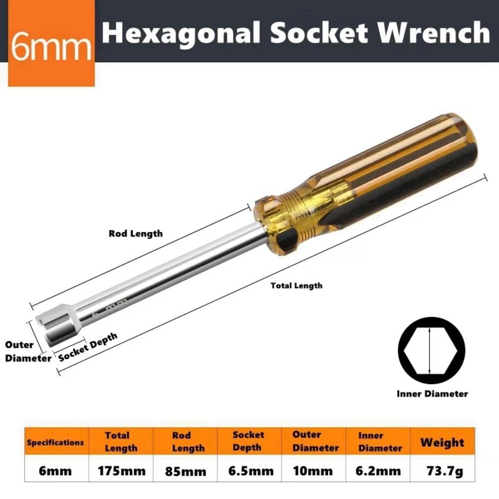 Steel Socket Screwdriver 5/5.5/6/7/8/9/10mm Hand Socket Durable Nut Driver  Hand Repair